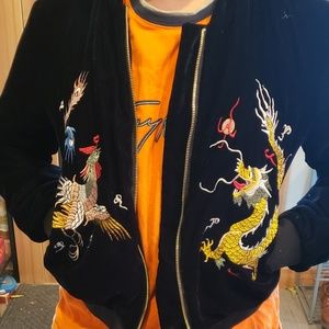 Black velvet dragon jacket